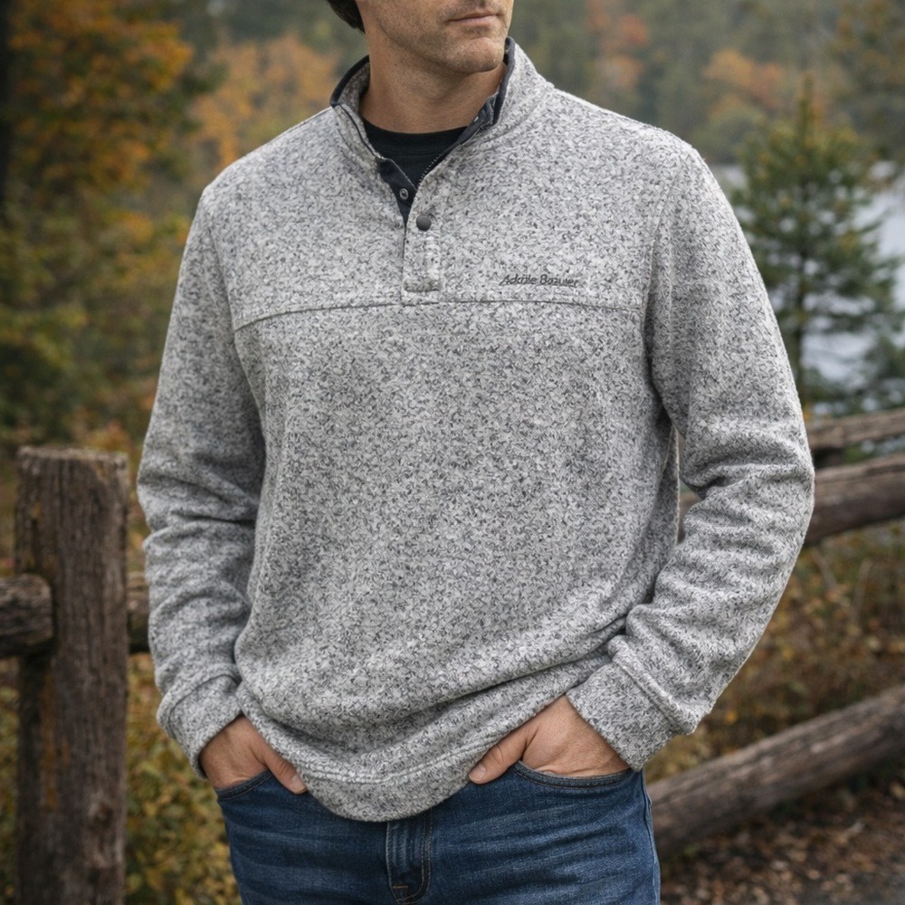 Eddie Bauer Men's Radiator Fleece Snap Mock Pullover Size M Outdoor‎ Sweater